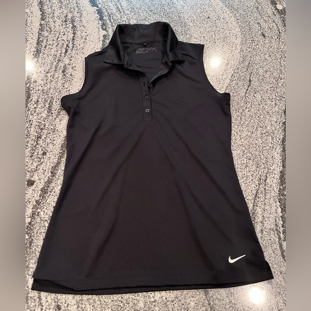 Nike Black Sleeveless Polo Top
